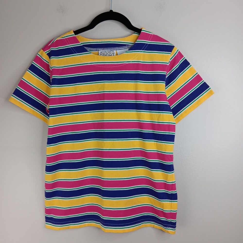 Vintage Jaclyn Smith Sport Women's Shirt Multicolor Top 90's Athleisure Sz Small